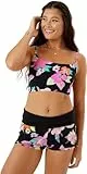 Roxy Bauchfreies Damen-Tanktop mit LSF 50+, schnelltrocknend, stützende Passform, Stretch, Schwimm- und Surf-Top, Mehrfarbig/Meereswellen (Ocean Tides), Large