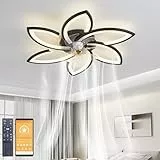 Narwhal Deckenventilator mit Licht, Modern LED Dimmbar Deckenleuchte mit Ventilator und Fernbedienung Leise 81 W, 9963 lm, für Wohn, Schlaf- und Esszimmer, 6-Gang, Timer, Schwarz