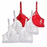 3er Pack Push up BH Damen mit Bügel Große Brüste Spitzen Bequemer BHS Set Starker Halt mit Verstellbarem Unterwäsche Klassische Atmungsaktiver Bra für Sport und Alltag Bh Mit Bügel (WH2, 85C)