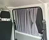 BREMER SITZBEZÜGE Maß Gardinen Vorhänge Sonnenschutz kompatibel mit VW T5 T6 T6.1 Transporter Caravelle Kurzer Radstand nur für Schiebetür gegenüber und Heckklappe 3 Fenster Set in Grau Camping 716-1
