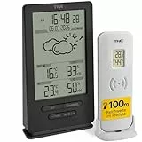 TFA Dostmann Digitale Funk Wetterstation mit Außensensor, 35.1162.10, Innen und Außenklima, mit Sender, Wettervorhersage, inkl Funkuhr, Temperatur/Luftfeuchtigkeit, Amazon Exklusiv, grau