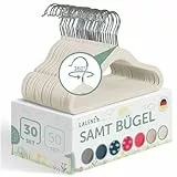 Laleni Kinderkleiderbügel 30 Stück Mit Samtbezug - Platzsparend, 360° Drehbar, Rutschfest - Elfenbein