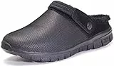 Eagsouni Winter Hausschuhe Herren Damen Lined Clogs Gartenschuhe Plüsch Wärme Gefüttert Pantoffeln rutschfeste Gartenclogs für Drinnen und Draußen,Schwarz Stil A，45 EU