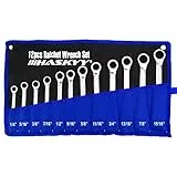 HASKYY - 12tlg-Zoll-Ratschenschlüssel-Satz-Set I 1/4'-15/16' I Ringmaul Gabelschlüssel Ratschen Schlüssel INCH