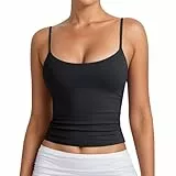 Tanktops Frauen, Basic Spaghetti Top Sommer Sexy Tops Y2K Lang U Ausschnitt Tanktops Shirt Eng Racerback Sporttop Oberteil Für Fitness, Schwarz, S