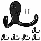 PAIDASHU 6 Stück Kleiderhaken Wandhaken zum Aufhängen, robuste Doppelzinken Metallhaken Wandmontage für Wohnzimmer, Badezimmer, Küche, Schlafzimmer für Mantel, Tasche, Schal, Handtuch, Hut, Schlüssel
