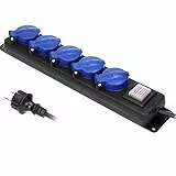 ORNO OR-AE-13159(GS)/3M Mehrfachsteckdose Außen Werkstatt Steckdose IP44 5-Fach mit 3m Kabel (3m)