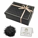 TOPCZY Geschenkbox mit Deckel 25x9x18 cm, Geschenk Karton Box, Geschenk Schachteln, Dekorative Box, Geschenkschachtel für Geschenke, mit zerkleinertem Papier, Karten（Schwarz）