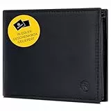 RUTAKO Leder Geldbörse Herren mit RFID Schutz - Portemonnaie Groß mit Münzfach - Echtleder Geldbeutel für Männer - Brieftasche Wallet Portmonee Schwarz