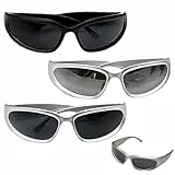 CJAPGJW 3er-Rave Brille, Y2K Accessoires, Pack Futuristische Sonnenbrille für Herren und Damen, Sportbrille für Radfahren, Motorrad, Golf, Tennis, Laufen und Outdoor-Aktivitäten