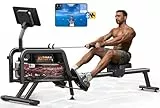 Kitopa Rudergerät für zuhause, Rudergerät mit Bluetooth Monitor und Ipad-Halterung, Rudergerät Wasser Max 150kg Belastbar, Vertikale Aufbewahrung, Kinomap App Kompatibel