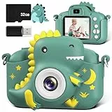 GREENKINDER Kinderkamera,2.0”-Bildschirm Kinder Kamera mit 32GB Karte, 20MP & 1080P HD Selfie Digitalkamera Kinder, Dinosaurier Geschenke für 3-12 Jahre Jungen und Mädchen