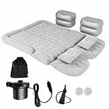 Ausla Auto Luftmatratze für Rücksitz, SUV Aufblasbare Matratze mit Kissen und Elektrischer Luftpumpe, Faltbar, für Reisen und Camping, 174 x 126 cm, Grau