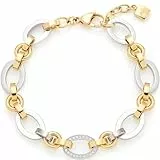 JEWELS BY LEONARDO Armband Lena • Arm-Kette aus goldfarbenem Edelstahl • bicolor farbene Kettenglieder • eingefasste Zirkonia-Steinchen • 19-21 cm Länge • Schmuck Geschenk Damen • 023403