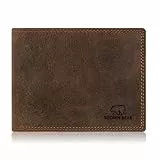 BROWN BEAR Geldbörse Herren Leder mit Münzfach groß | Vintage Braun | RFID-Schutz | Echtleder Portemonnaie | Business Geldbeutel | BB Design 8005-D HBR