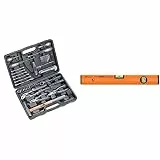 kwb Werkzeugkoffer aus robustem Hartkunststoff & CON:P Wasserwaage, Leichtmetall, 2 Libellen, Stoßkappen, 40 cm, 1 Stück, B26914, Orange