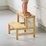 COSYLAND Tritthocker mit 2 Stufen | Kindertreppchen Schemel | Kindermöbel für Bad, Küche, Kinderzimmer ab 2 Jahre | Toilettenhocker (Natural)