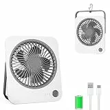 innhom Mini Ventilator, 2000mAh Ladefähige USB Tischventilator Sehr Leise, Ausführen Bis zu 4-8 Std und Starker Luftstrom, 4 Geschwindigkeiten und 180°Akku Klein Lüfter Für Büro, Bibliothek (1 White)