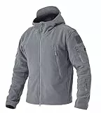 EKLENTSON Herren Militär Fleecejacke Outdoor Jagdjacke Warme Jacke Winter Taktisch Übergangsjacke mit Vielen Taschen, (Hellgrau, L)