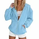 Generisch - und Winter-Kapuzenpullover mit Lockerem und faulem Samt-Kapuzenpullover für Studenten (Light Blue, M)