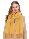 DonDon Schal Damen Winter Wollschal Winterschal warm weich 185 x 65 cm gelb