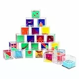 WELLGRO 24er Set Geduldsspiele - je ca. 4 x 4 x 4 cm (LxBxH), Geschicklichkeitsspiel mit Kugeln, Mitgebsel, Denkspiel