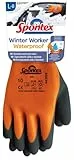 Spontex Winter Worker Waterproof Handschuhe, Wasserfeste Arbeitshandschuhe mit zweilagigem Innenfutter, hoher Kälteschutz, mit Latexbeschichtung, Größe L, 1 Paar, Orange/Schwarz