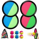 WDKXCN Klettballspiel, Klettball für Kinder mit 4 Fangscheiben 6 BäLle, Klettspiel Wurf Spiel Kinder, Draußen Fangballspiel für Outdoor Party, Garten, Innen Draußeng
