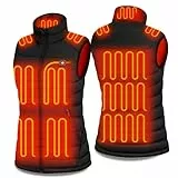 XINSONYUELL Heizweste Damen mit 16000mAh Powerbank, Beheizbare Weste Damen mit 15 Heizzone, Elektrische Leichte Wärmeweste für Outdoor-Ski