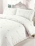 Rapport Home Bettwäsche-Set, mit floralem Spitzenbesatz, Bestickt, Polyester-Baumwolle, cremefarben, 35.9x25.5x2.9 cm