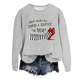 Generisch Produkt Kategorie Damen Hoodie ohne – Damen Sweatshirt Langärmlig Rundhals Bedruckt Komfortabel für Freizeit Outdoor-Training (Light Gray, S)