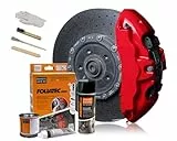 Foliatec Bremssattel Lack Set, Hitzebeständig, Komplettsatz für 4 Bremssättel, Racing Rosso, 7-teiliges Set