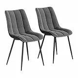 WOLTU Esszimmerstühle 2er Set, für Wohnzimmer Küche Esszimmer, Küchenstühle gepolstert mit Rückenlehne, Sitzfläche aus Samt, mit Metallbeinen, bis 150 kg belastbar, Dunkelgrau