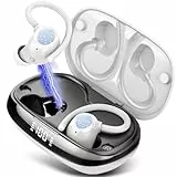 Tukio Bluetooth Kopfhörer Sport, In Ear Kopfhörer Kabellos Bluetooth 5.4 mit ENC Noise Cancelling Mikrofon, IP7 Wasserdicht Ohrhörer mit Ohrhaken, Kaltweiß, 20250829