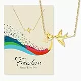 Engelsrufer Grußkarte Freedom mit Halskette Edelstahl Gold – Inspirierendes Geschenkset – Karte mit goldener Kette für Frauen