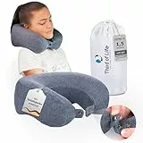 Nackenkissen Flugzeug ANDAR Quickdry, Ergonomisches Reise-Kissen, Nackenhörnchen mit thermoregulierendem Bezug, Nackenstützkissen mit Memory Foam für ruhigen Schlaf, Travel Pillow für Auto, Camping