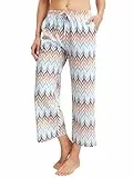 CALIDA Favourites 7/8-Pyjamahose, Schlafanzughose Damen, luftiger Schnitt, hautfreundlich, pflegeleicht, mit Seitentaschen Aura Blue 40-42