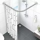 uyoyous Duschvorhangstange L Form 70-95cm x 70-95cm, Verstellbare Duschstange aus 304 Edelstahl, L-förmige Eck Duschstange Ausziehbar 90 Grad Gardinenstange für Dusche Badewanne Badezimmer