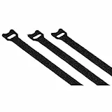 Hama Klett-Kabelbinder Set, 12x200mm, 20 Stk. (Klettbänder mit Ösen, wiederverwendbarer Klettverschluss z.B. für Kabel, Leitungen) schwarz