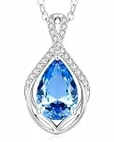 CDE Kette Damen Tropfen Anhänger Halskette für Frauen Schmuck Geburtstags Geschenk für Sie Freundin Weihnachten Valentinstag Muttertags Geschenk Hochzeit Jubiläum (Rhodium plated Messing-03-Mär)