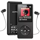 AGPTEK MP3 Player, 32 GB verlustfrei MP3 mit 1,8 Zoll Bildschirm, 70 Stunden tragbare Musik Player mit Kopfhörer, FM Radio, Bilder, Aufnahmen, E-Buch,Schwarz