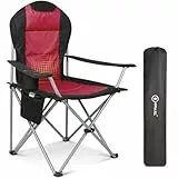 Homecall Campingstuhl Faltbar 150kg Belastbar Campingstuhl Hochlehner 108cm mit Lendenwirbelstütze, Gepolstert Klappstuhl Camping Stuhl Angelstuhl Faltbar für Garten Picknick (Rot - 1 Stück)