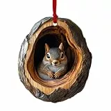 Generisch Naturwaldwälder Weihnachten Tierverzierungen, 5pc -Loch Tier Anhänger Weihnachtsdekor, 2 d Flache Acryl -Figur -Anhänger, niedliche Owl Squirrel Igel Häg