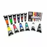 Liquitex 3699391 Basics Acrylfarben Set – 12 Farben in 118ml Tuben, lichtechte Künstler-Acrylfarbe, mittlere Viskosität, seidenglänzend, ideal für Malerei, Mixed-Media & Kunstprojekte