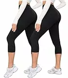 BAYDI Creamlush 2er Pack Capri Leggings Damen High Waist 3/4 Leggings für Yoga Pilates Freizeit Alltag