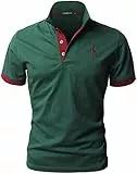 GNRSPTY Poloshirt Herren Kurzarm Polohemd Giraffe Stickerei Einfarbig T-Shirt S-XXL,Grün,L