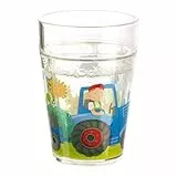 HABA Glitzerbecher Traktor – Kinderbecher mit funkelndem Glitzer-Effekt, perfekt für Wasser, Saft & Tee, Praktisch für kleine Hände – 2011680001