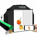 Fotobox & Softbox, PULUZ 40x40cm Fotostudio Set für produktfotografie, Faltbare Foto Lichtbox Fotografie Lichtzelt-Kit 5500K 480pcs LED-Beleuchtung mit 4 Farben PVC-Hintergrund