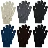 Boyiee 6 Paar Strickhandschuhe Erwachsene Vollfinger Handschuhe für Unisex Damen (Dunkelgrau, Hellgrau, Khaki, Kaffee, Grün, Schwarz, M)