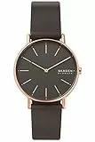 Skagen Damenuhr Signatur, Zweizeiger Uhrwerk, 38mm Rose Gold Edelstahlgehäuse mit einem Eco Lederarmband, SKW2794